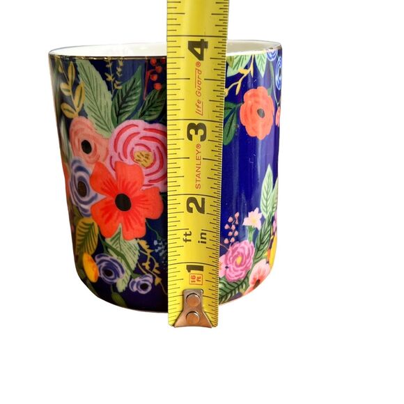 Anthropologie Floral Coffee Mug Cup Gold Initial 'D' Monogram Flower Colorful - Picture 9 of 10